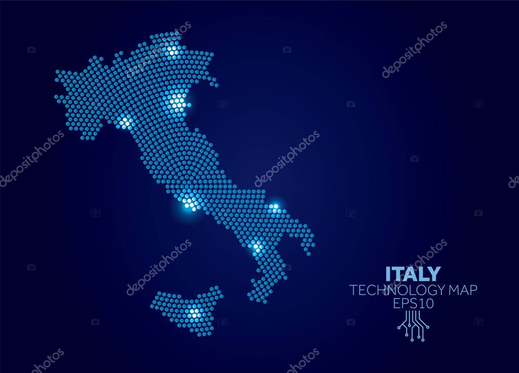 Mappa dell’Italia con collegamenti digitali